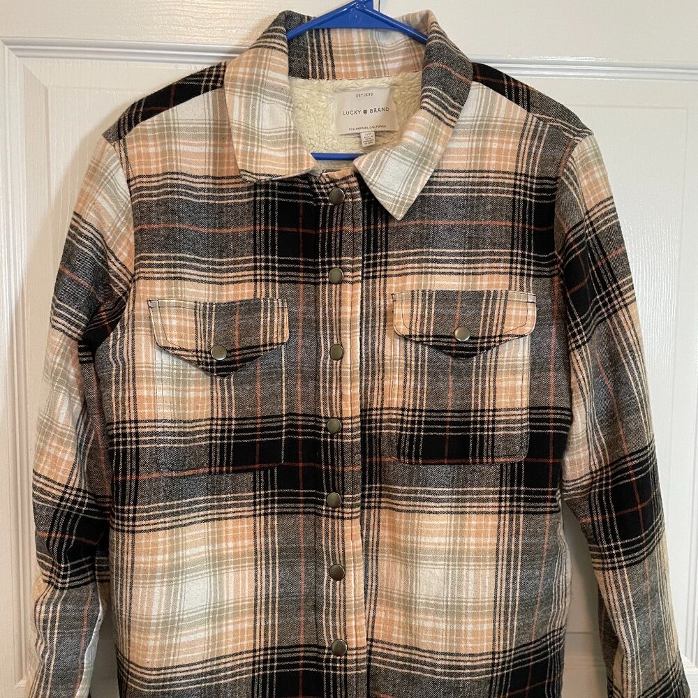 Lucky Brand size small plaid "Shacket" with furry liner - Picture 6 of 13